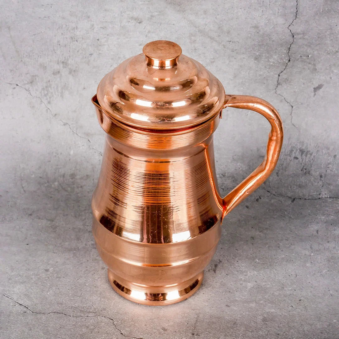 Copper Mart Copper Pitcher – 34 oz Hand-Hammered Water Jug, Solid Copper (Not Plated)