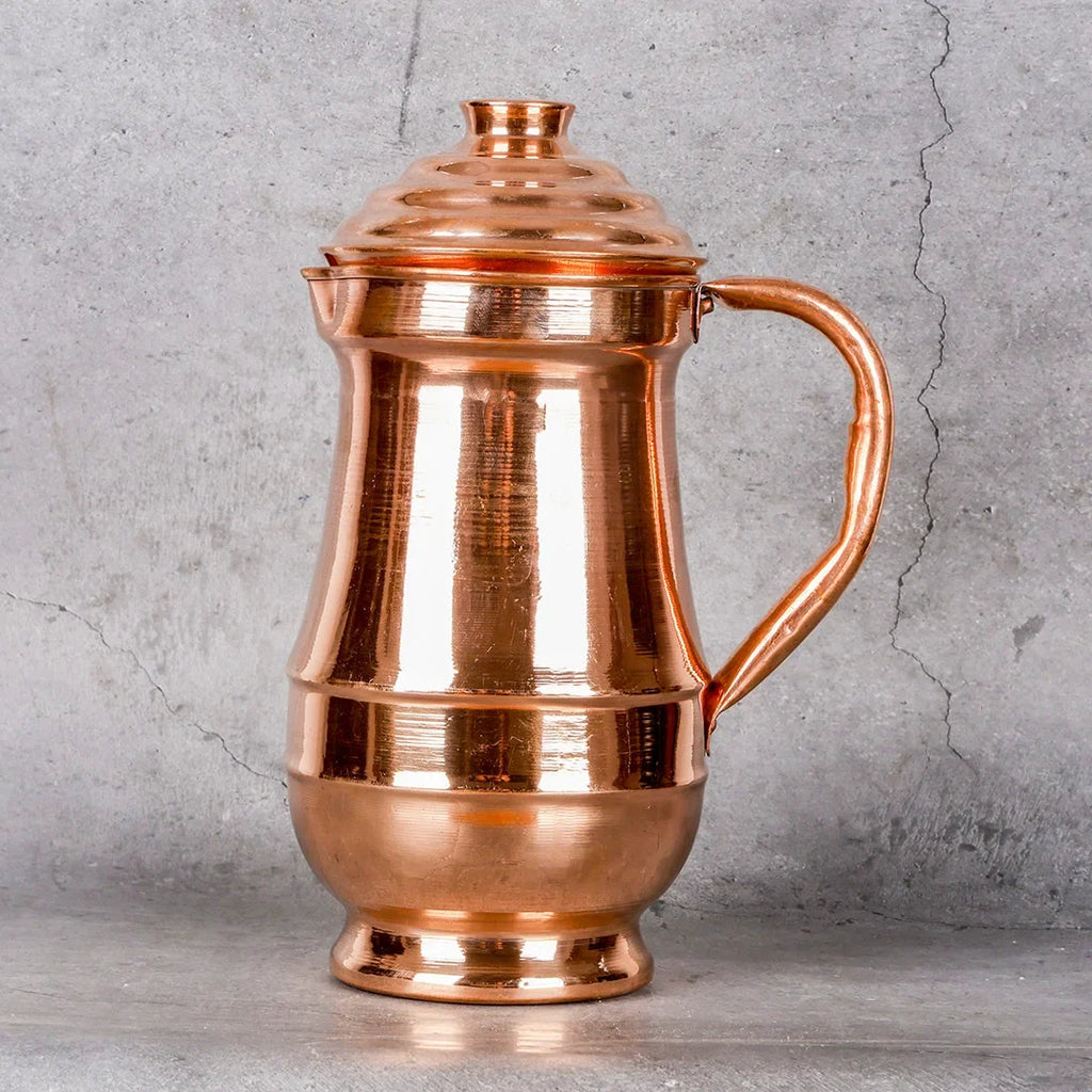 Copper Mart Copper Pitcher – 34 oz Hand-Hammered Water Jug, Solid Copper (Not Plated)