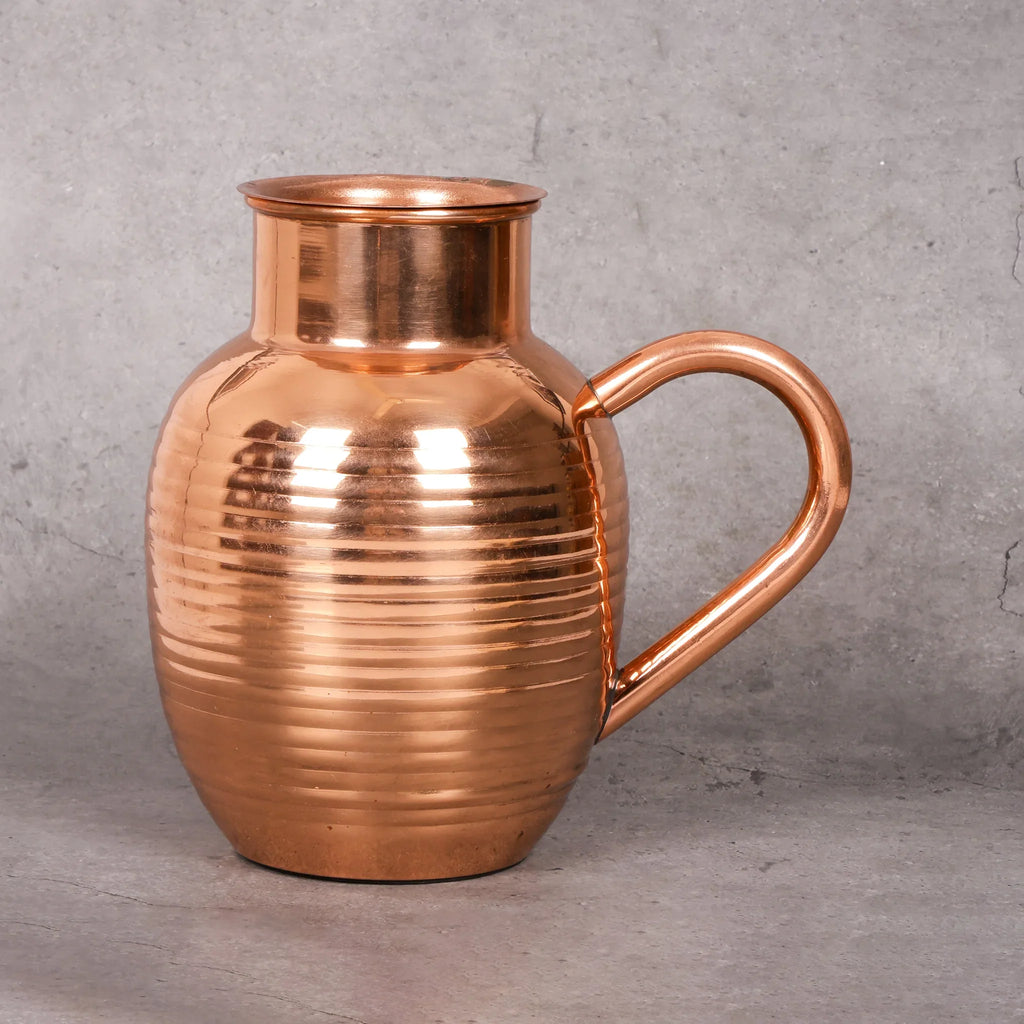 Copper Mart Copper Water Pitcher with Lid – 50 oz Hammered Jug, Solid Copper (Not Plated)