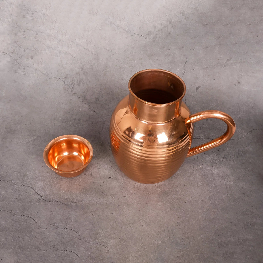 Copper Mart Copper Water Pitcher with Lid – 50 oz Hammered Jug, Solid Copper (Not Plated)
