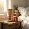 Copper Mart Copper Water Jug with Tumbler Lid – 34 oz Hand-Hammered Pitcher & Glass Set