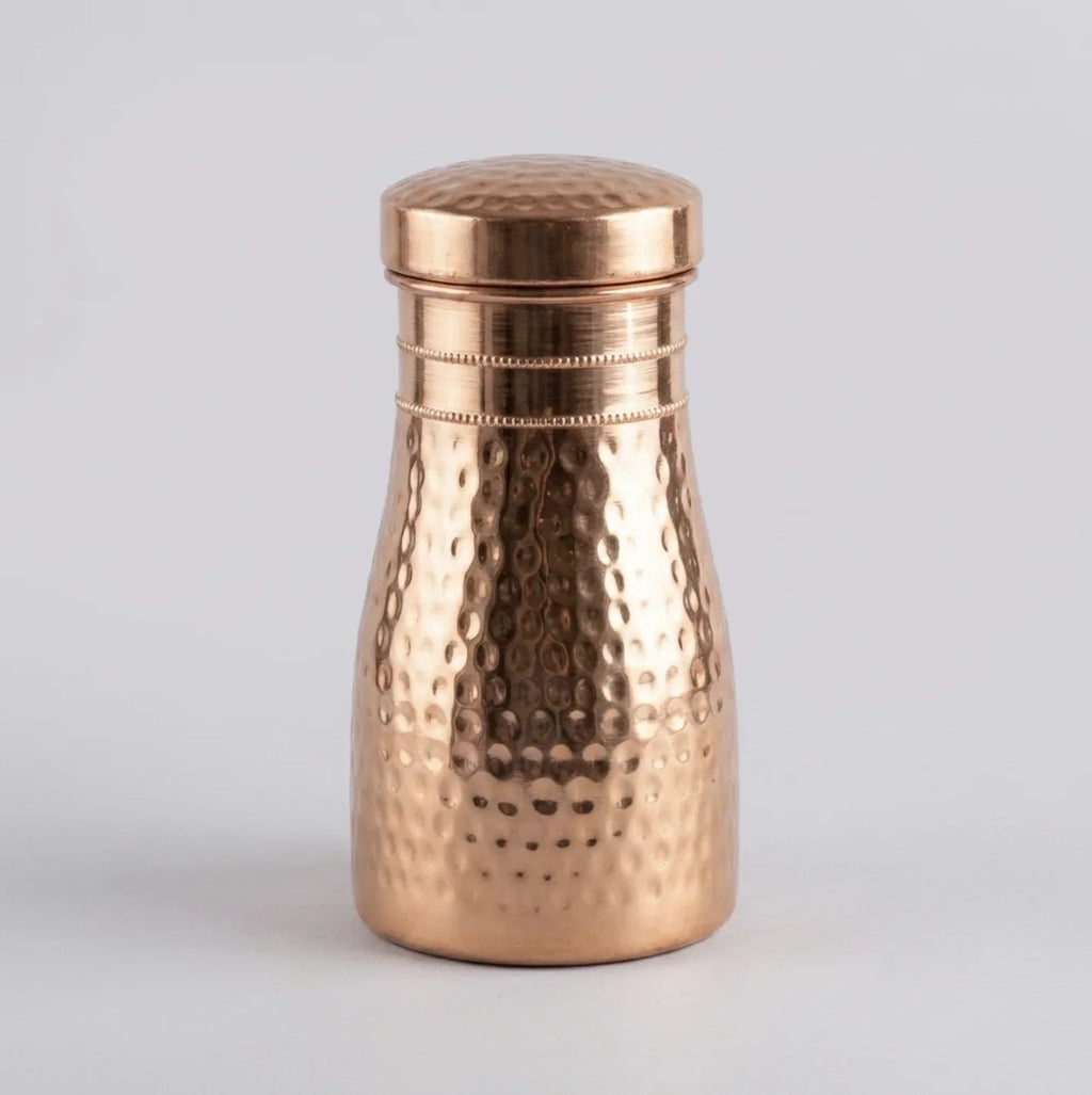 Copper Mart Copper Water Jug with Tumbler Lid – 34 oz Hand-Hammered Pitcher & Glass Set