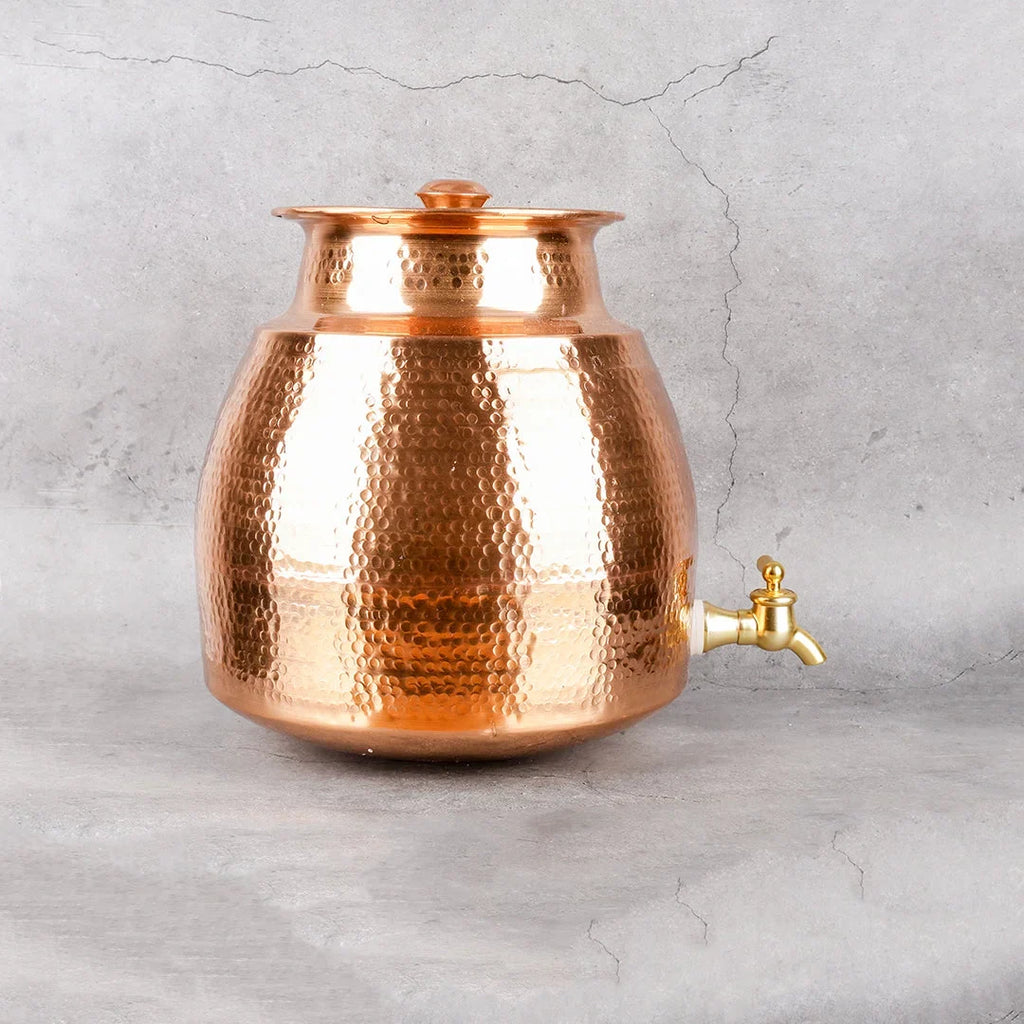 Copper Mart Hand-Hammered Copper Water Matka – Large Storage Vessel, Solid Copper