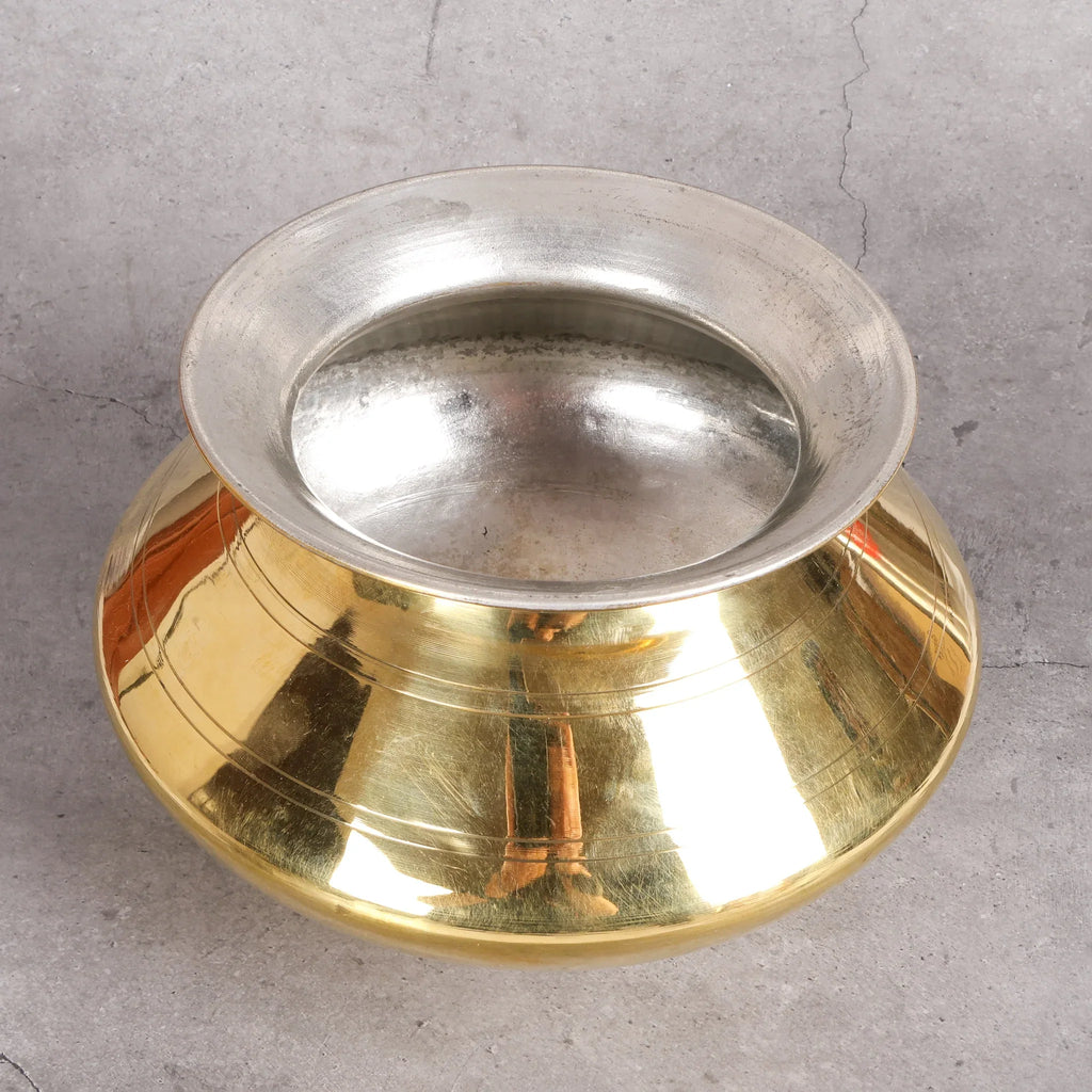 Copper Mart Artisanal Brass Saucepan Plain Kali - Traditional Cooking Pot (Traditional Dutch Oven)