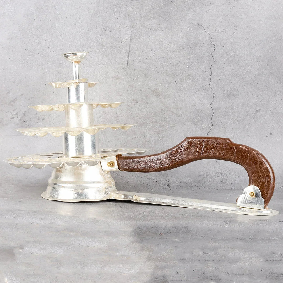 Copper Mart Artisanal German Silver 51-Flame Aarti – Grand Temple Ritual Lamp