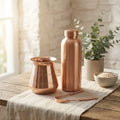 Copper Mart The Ayurvedic Morning Kit – Copper Water Bottle + Tongue Scraper + Bedside Carafe