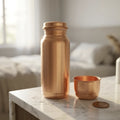 Copper Mart Copper Water Bottle with Drinking Bowl Lid – 67.6 oz (2 L), Jointless